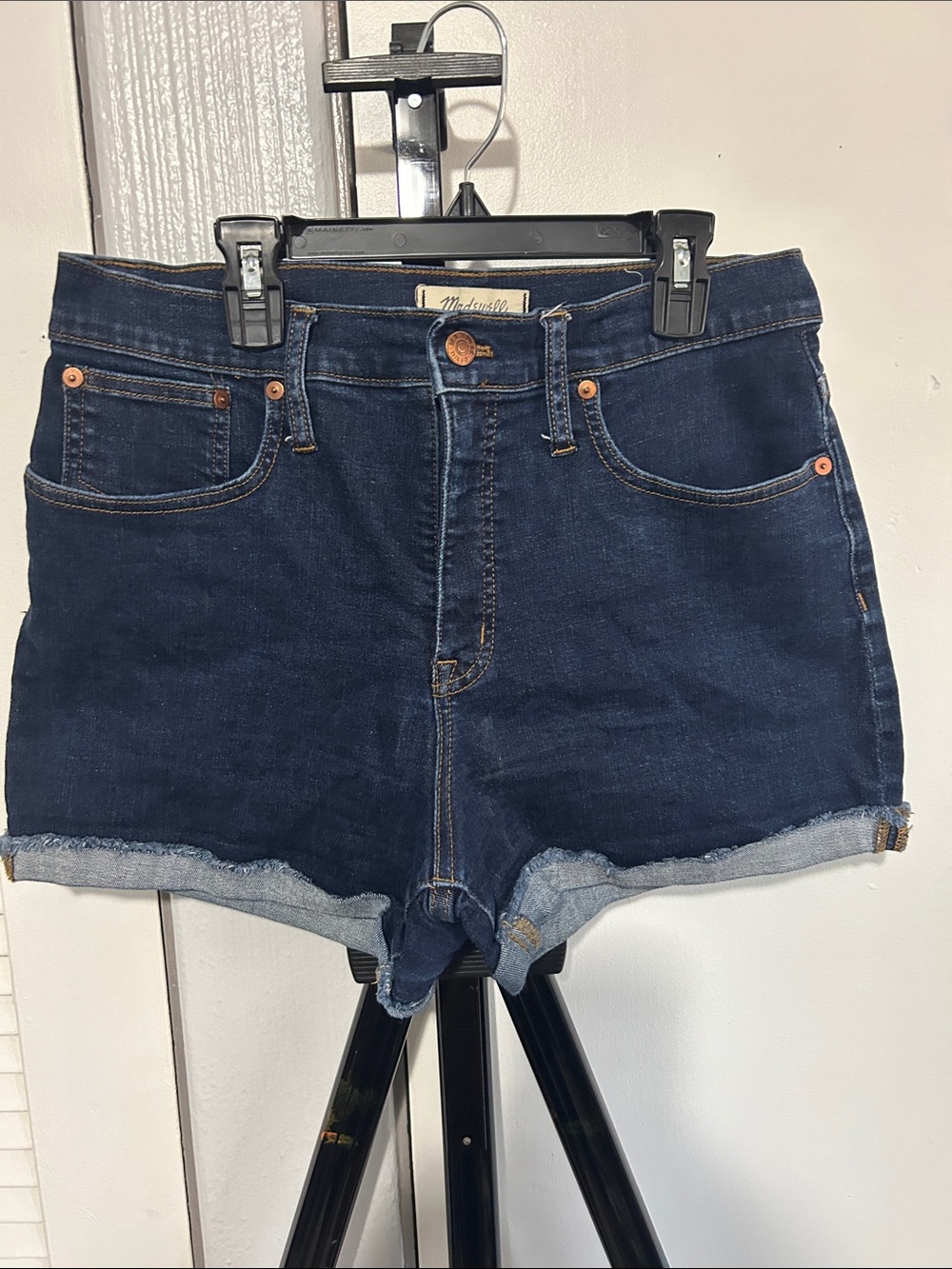 Madewell Indigo Blue High-Rise Rolled Hem Denim Shorts